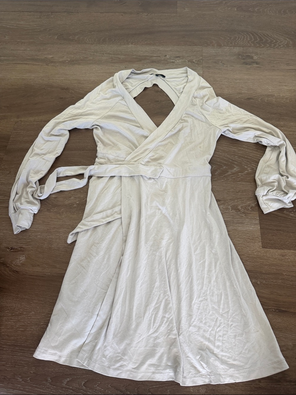 Classic Wrap Mini Dress in Light Cream